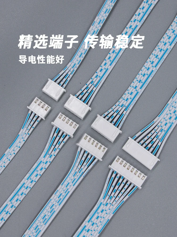 10PCS XH2.54mm blue and white ribbon cable, 24 # terminal wire, single ended double ended 2p to 12p electronic connection cable