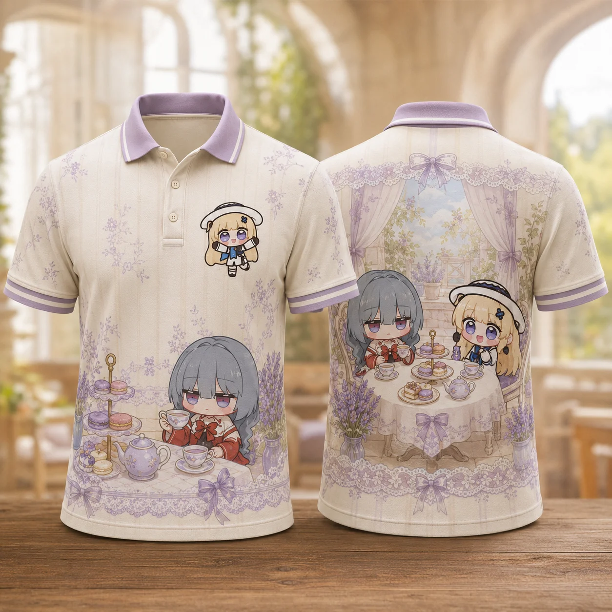 Phoebe Joubi Phrolova Chibi Anime Polo Shirt Kawaii Reading Girls 3D Print Quick Dry Breathable Summer Casual Unisex Top