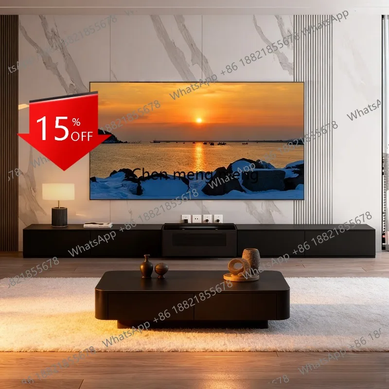 

L178 80~ 120 inch laser TV cabinet solid wood smart telescopic TV cabinet can be customized rock slab TV cabinet