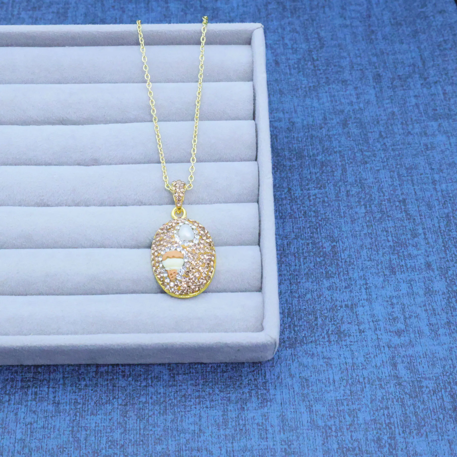 DIY accessories Cross-border new natural pearl cute sweet ice cream citrine jewelry DIY three-piece set earrings necklace ring h
