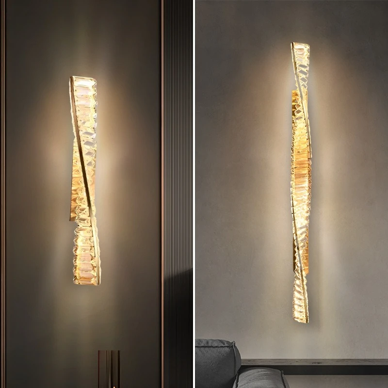 

Новый простой светодиодный хрустальный настенный светильник для гостиной, виллы, вестибюля отеля, декоративное освещение