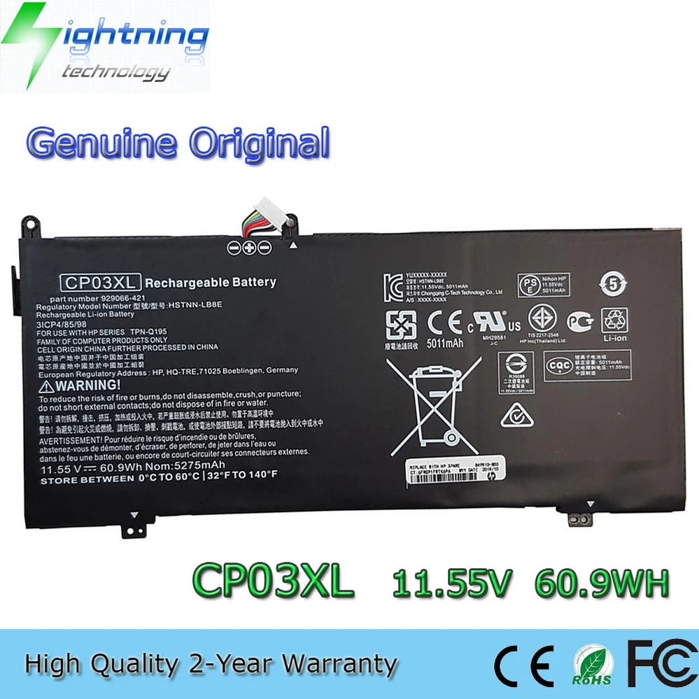 

Genuine 11.55V 60.9Wh CP03XL Notebook Battery for HP SpectreX360 13 X360 13-ae000 13-ae011dx 13-ae012dx CP03060XL
