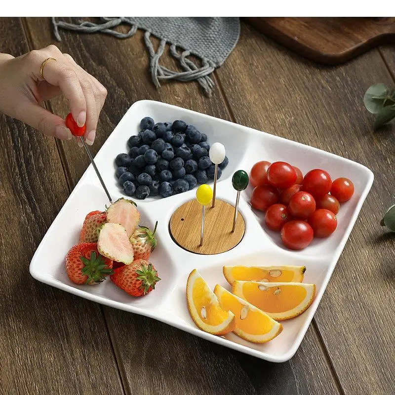 

Simple and Pure White Ceramic Fruit Plate Living Room Kitchen Household Snack Afternoon Tea Candy Dry