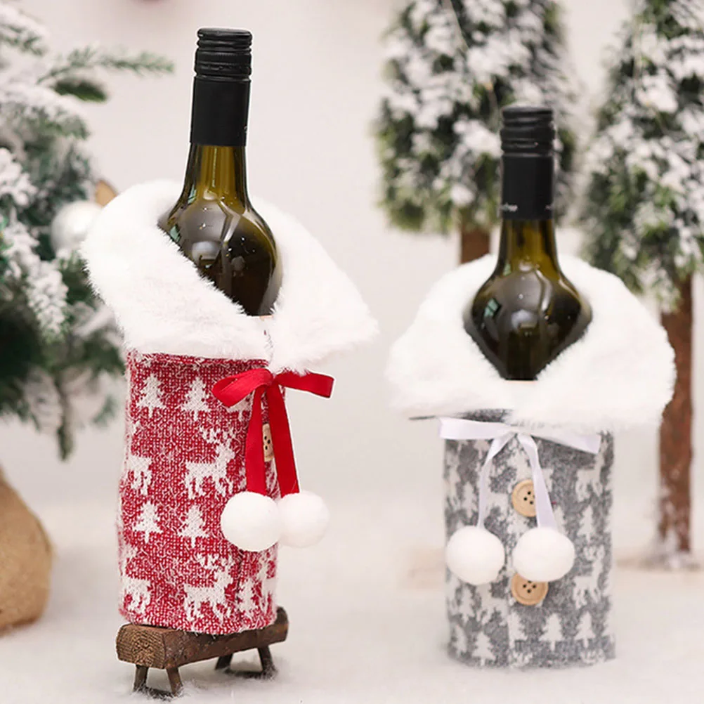 

Elk Bottle Set Christmas Cover Dress Xmas Bag Sleeve Creative Red for Beer