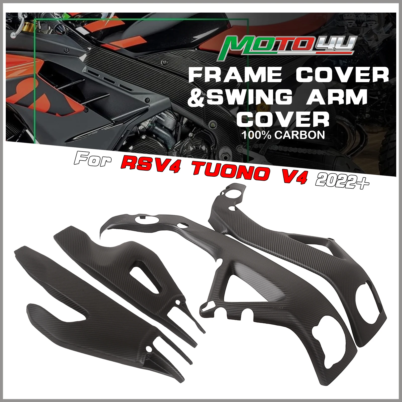 For Aprilia RSV4 2022 2023 2024 100% Carbon Fiber Side Frame Cover/ Swing Arm Cover Protection Motorcycle Modification