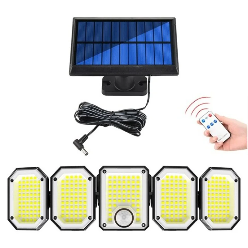 

Solar Motion Sensor Lights Outdoor 5 Heads 300 LED Solar Street Lamp Waterproof Wide Angle Solar Security Lights