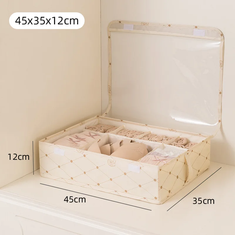 Folded Underwear Organizer Storage Box Panties Socks Storage Boxes with Lid Wardrobe Organizer Cabinet Drawers Separator Box