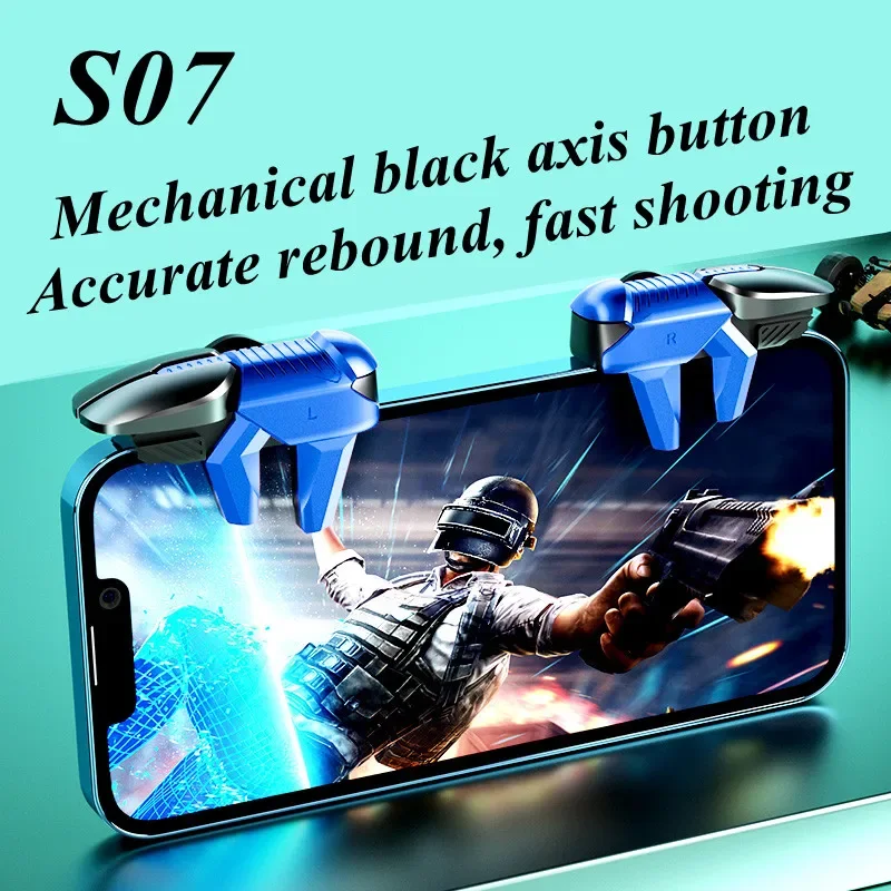 S07 6 Finger Mobile Phone Gaming Trigger Shooter Controller for PUBG Aim Shooting L1 R1 Key Button Game Artifact for IOS Android