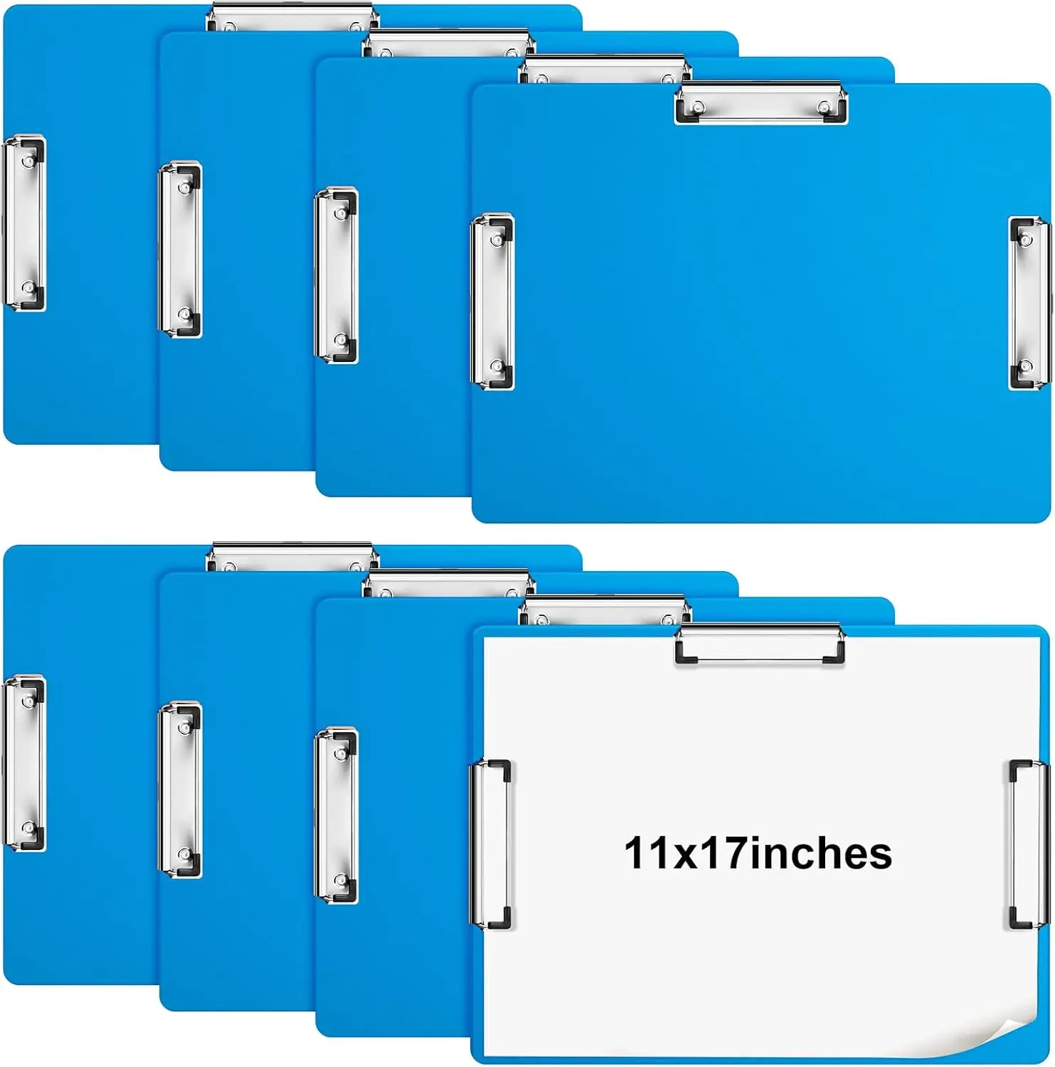

8 Pcs 11x17 Clipboard Three Clip Blue Extra Large Horizontal Drawing Board for Art Sketching School Office