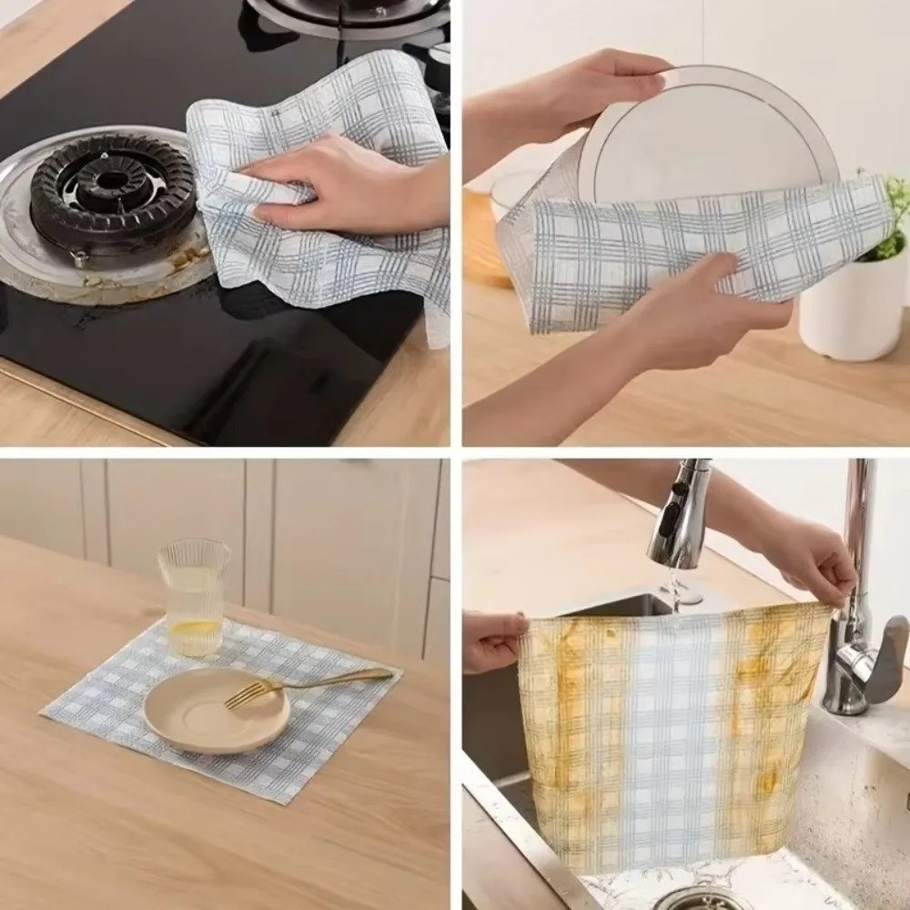 1Roll/400Sheets Non-woven Fabric One-Time Dishcloth Dry Wet Dual-Use Thickened Disposable Lazy Cleaning Rags Washable Degreased