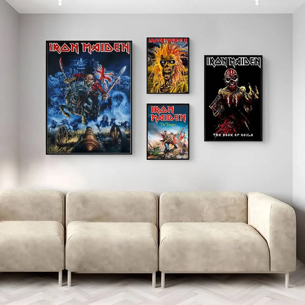 ملصقات كلاسيكية عتيقة من Band I-Iron M-Maiden مطبوعة بالورق الأبيض ملصقات فنية لديكور غرفة Kawaii #6