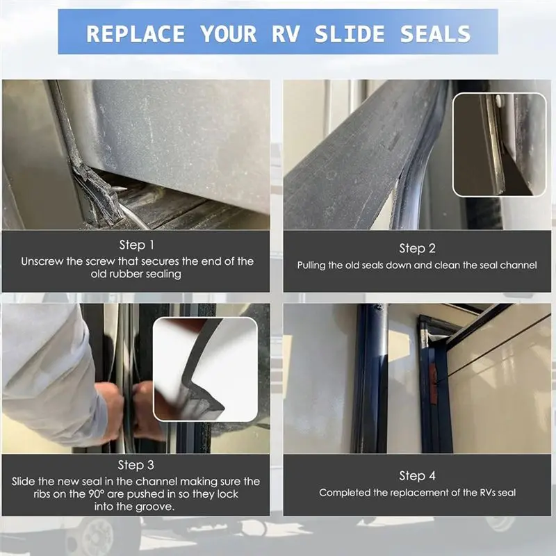 ยางซีลกันน้ำสำหรับรถบ้าน A77I RV Slide Out ขนาด 25 นิ้ว (แบบหนีบ)