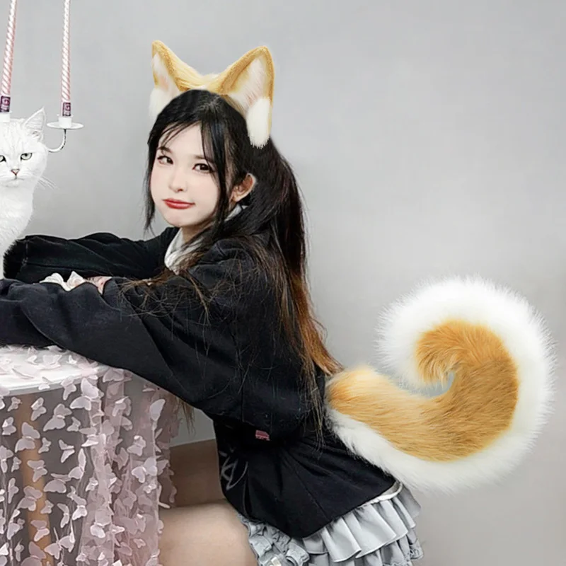 Animal Fox Cat Dog Ears Headband Halloween Cosplay Hairband Womens Women Cat Ear Furry Animal Headband Handmade Cute Wolf Fox  main image 3