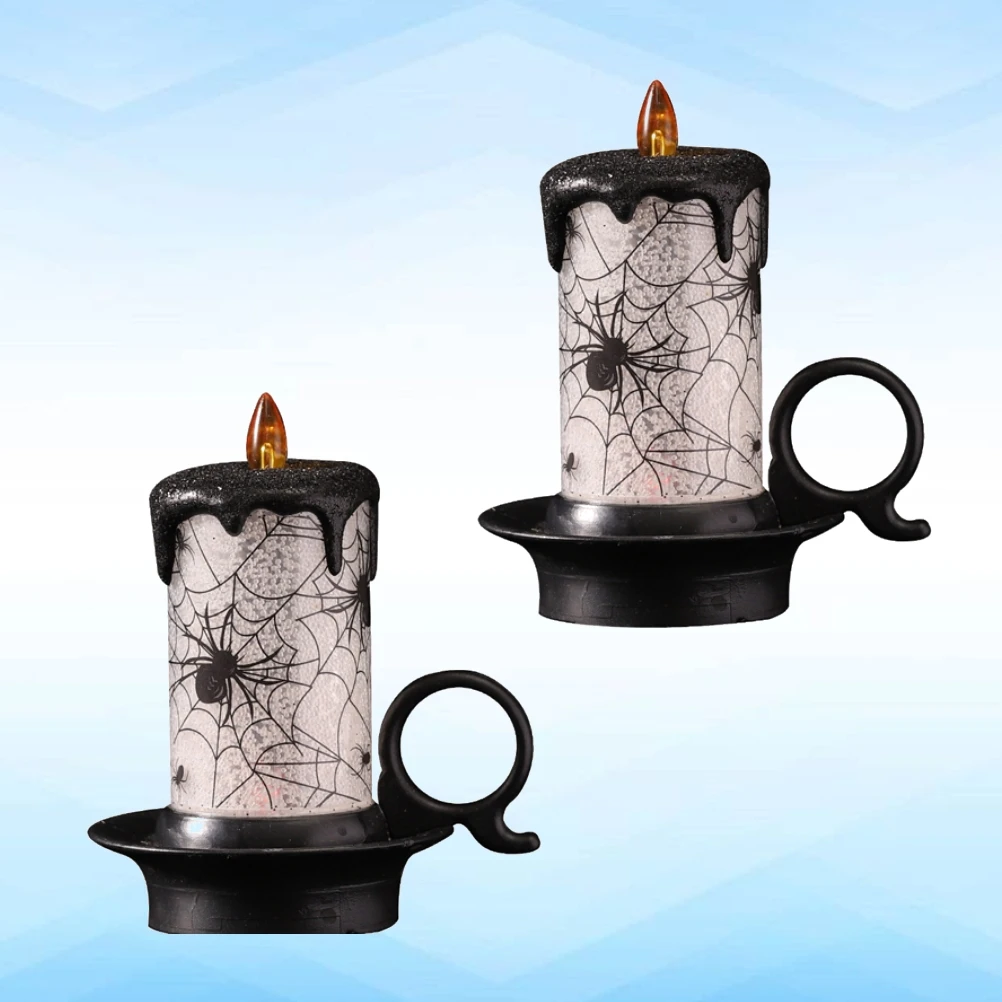 

2 Pcs LED Pumpkin Night Light Halloween Decoration Lamp Flash Skull Spider Small Party Light Haunted House Home
