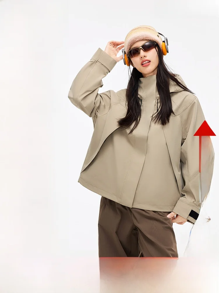 

Весна 2026: Женская уличная повседневная куртка из полиэстера, водонепроницаемая, для поездок на работу, серия SNOW FLNG Mountain Sea