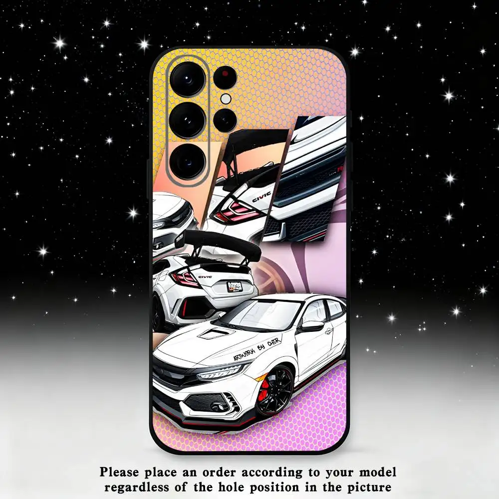 Funda de teléfono Sport Car T-Type R C-Civic para Samsung S25,S24 Ultra,S20,S30 plus,S22 plus,S23,S30 Ultra 5G, carcasa negra de silicona
