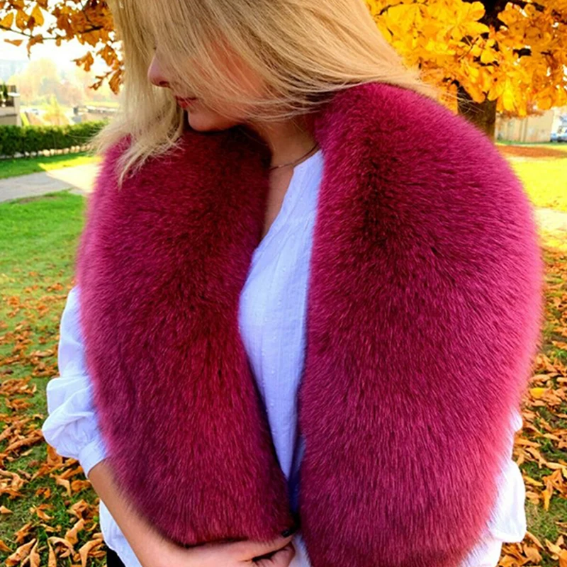 women winter 2022 thick warmer real fox fur scrarf collar ladies luxury genuine raccoon fur bigger shawl collar