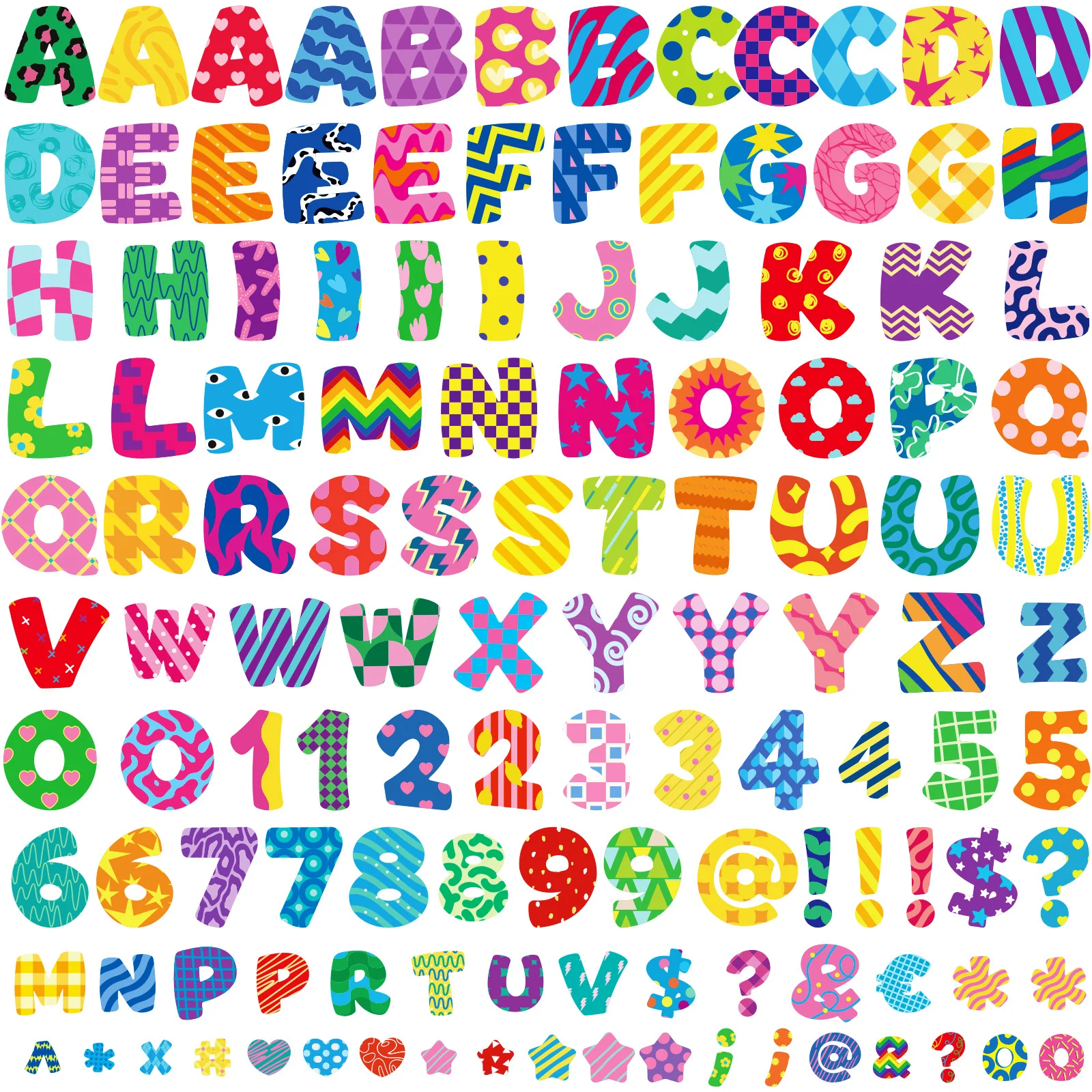 125 PCS Vibrant Multicolor Letter Number Stickers Self Adhesive Alphabet Toy For Kids Party Favors Scrapbooking Art Projects