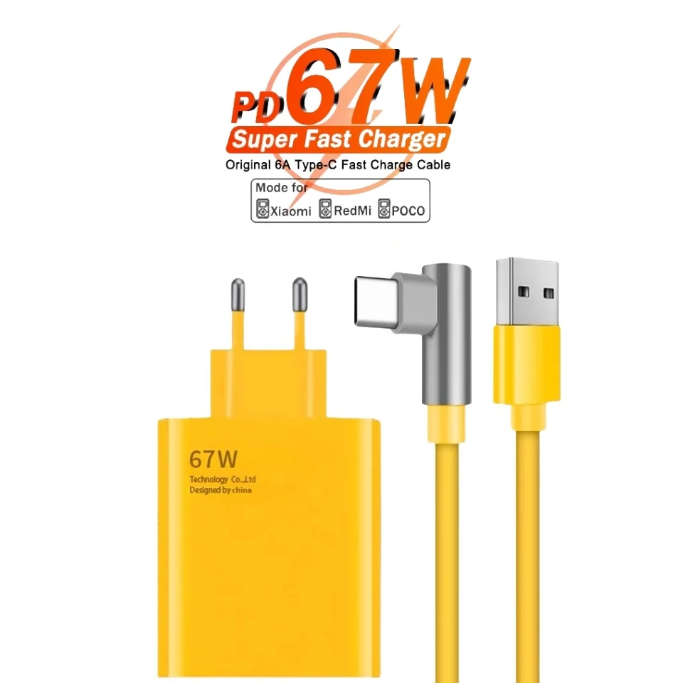 67W Original USB Fast Charger for Xiaomi 14 13 12 11 10 Ultra Redmi Note 12T 13 Pro Turbo Quick Charge Type C USB Charging Cable