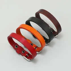 Punk Style Smooth Solid Color Genuine Leather Men's Bracelets, Adjustable Bangles, Trendy Accessories Jewelry, Male Gifts