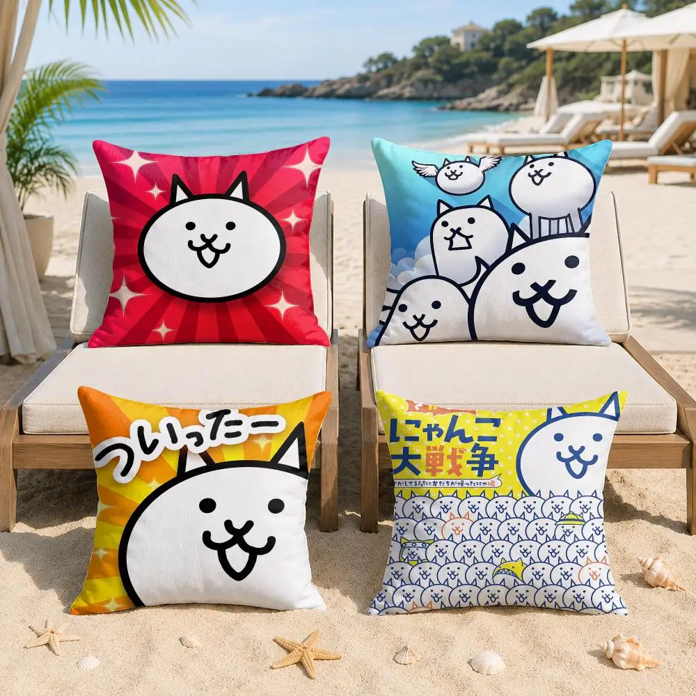 Anime The B-Battle Cats Cushion Cover Silky Short Plush Invisible Zipper Dustproof Sofa Pillow Case For Home Decor