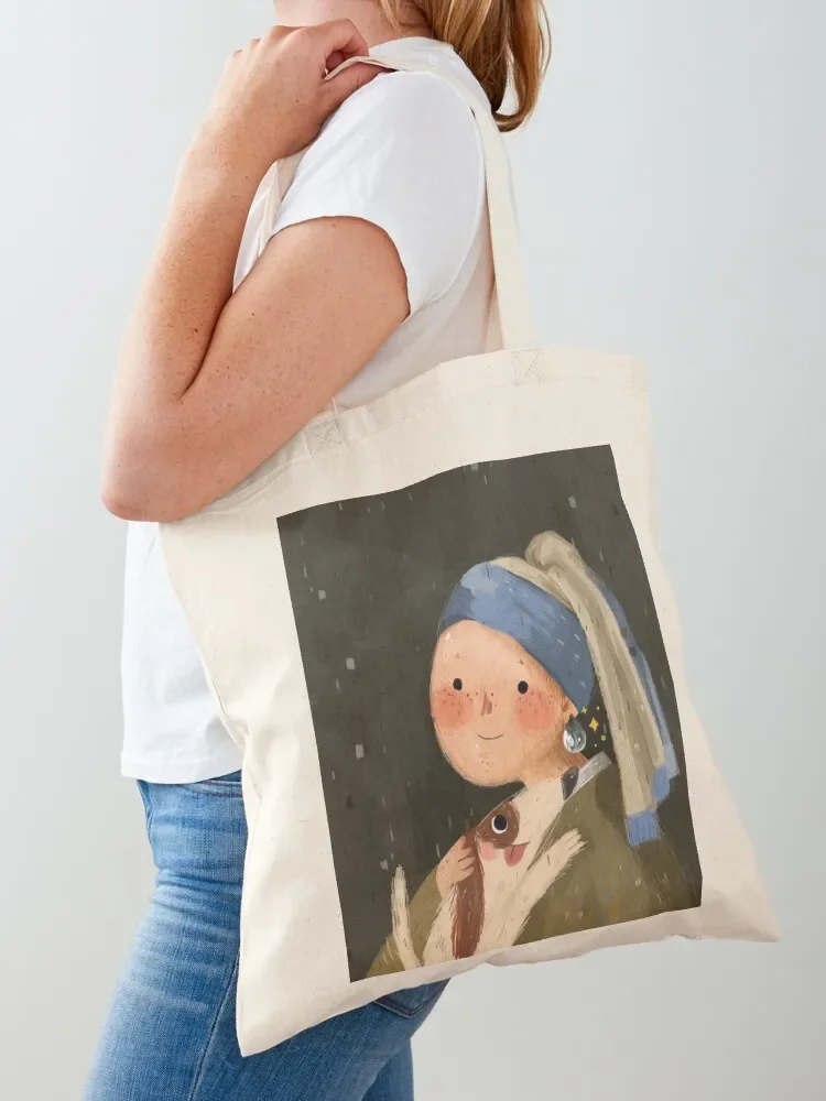 

Girl with a pearl earring Tote Bag tote bags aesthetic Candy bags shopper bag women canvas shopper bag women
