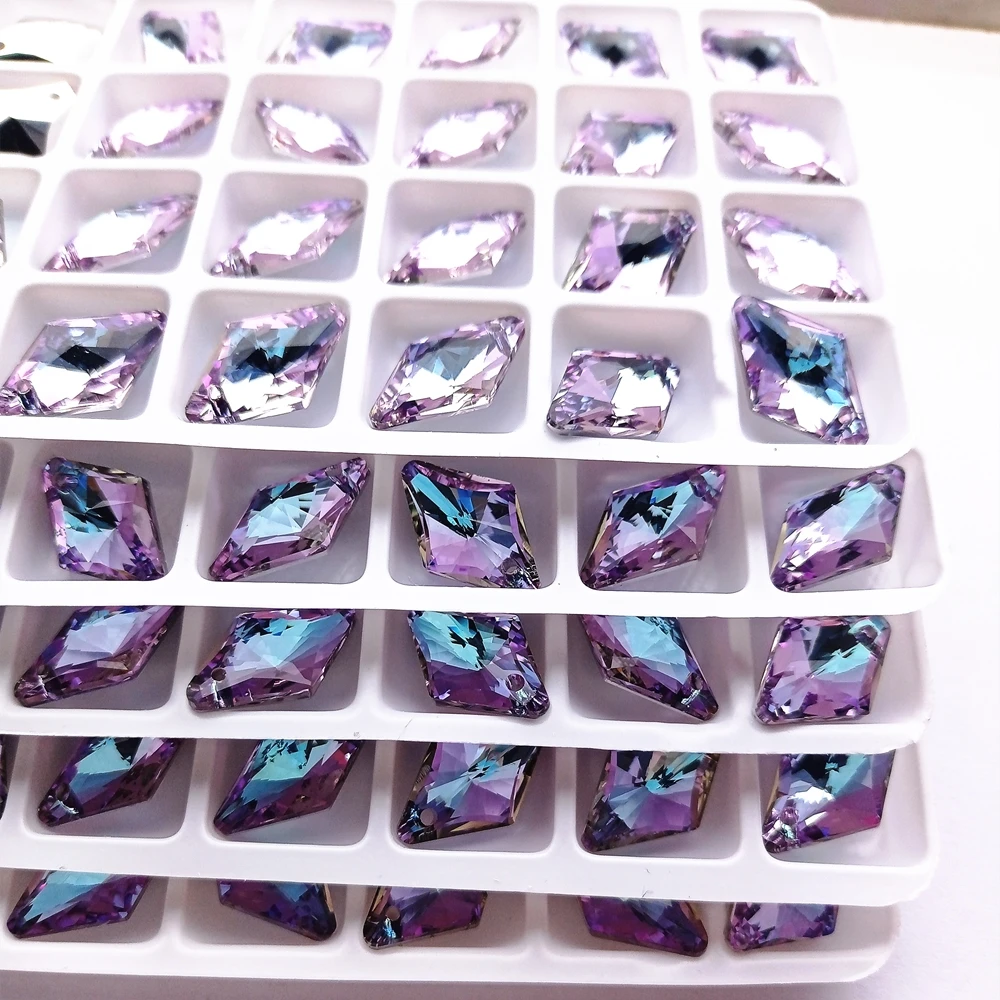 12x19MM Rhombus Single Hole Glass Rhinestone Pendant Quadrilateral High Quality Crystal AB Gemstone for DIY Necklace Accessories