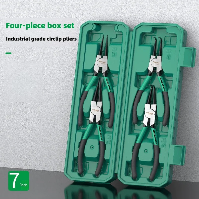 BAOLIAN 7'' Circlip Plier Set Long Nose Straight Bent Pliers Inner & Outer Snap Ring Remover Tool for Retaining Rings