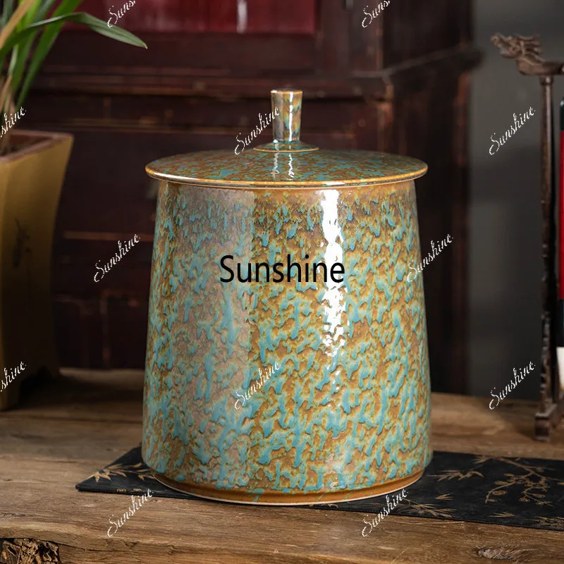 Moisture-proof, insect ceramic rice tank, oil flour bucket, covered pickled vegetables, meat storage, tea leaves