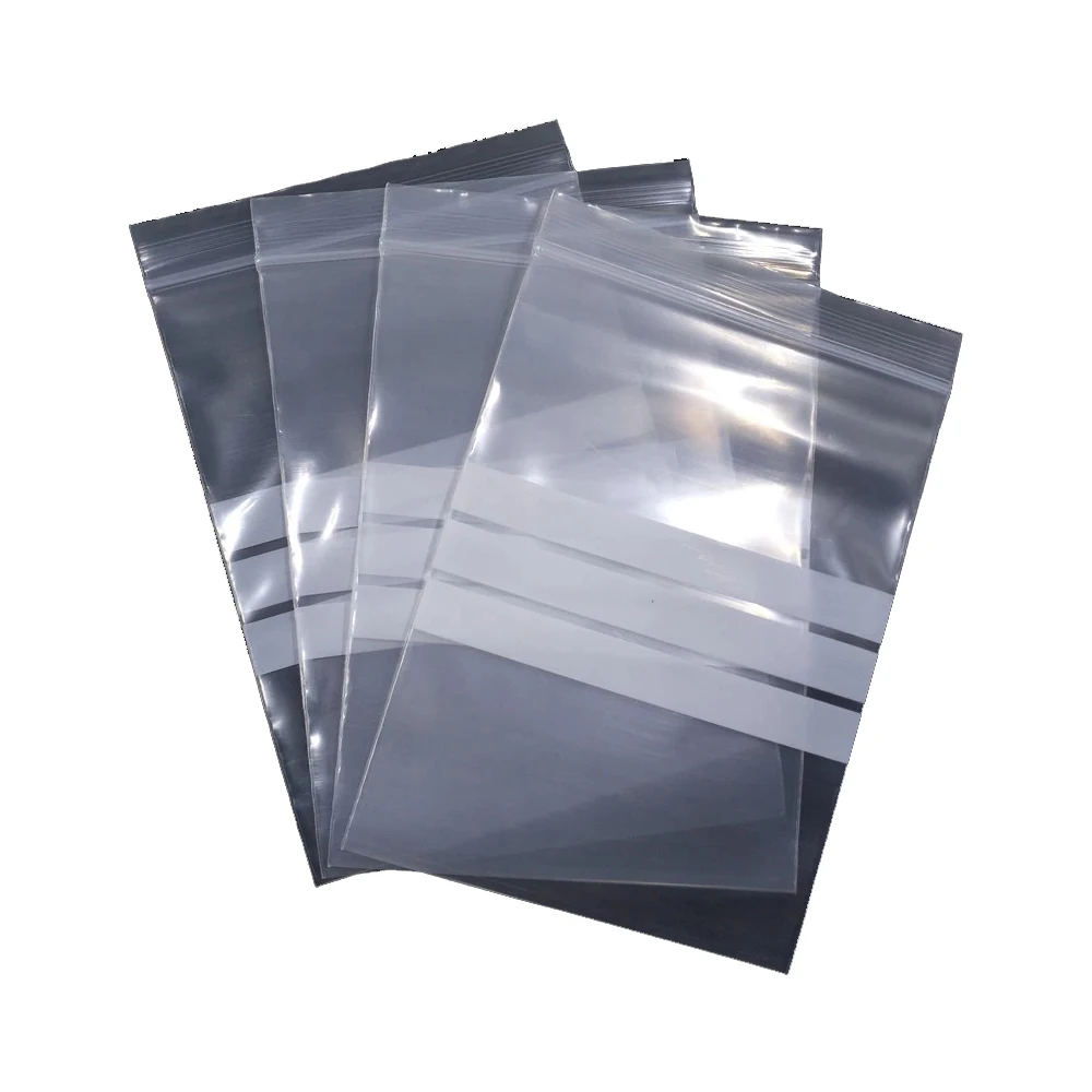 100Pcs Resealable Reclosable Food Chocolate Candy Tea Snack Nut Coffee Bean Pack Clear Plastic Zip Lock Bag with Writable Line