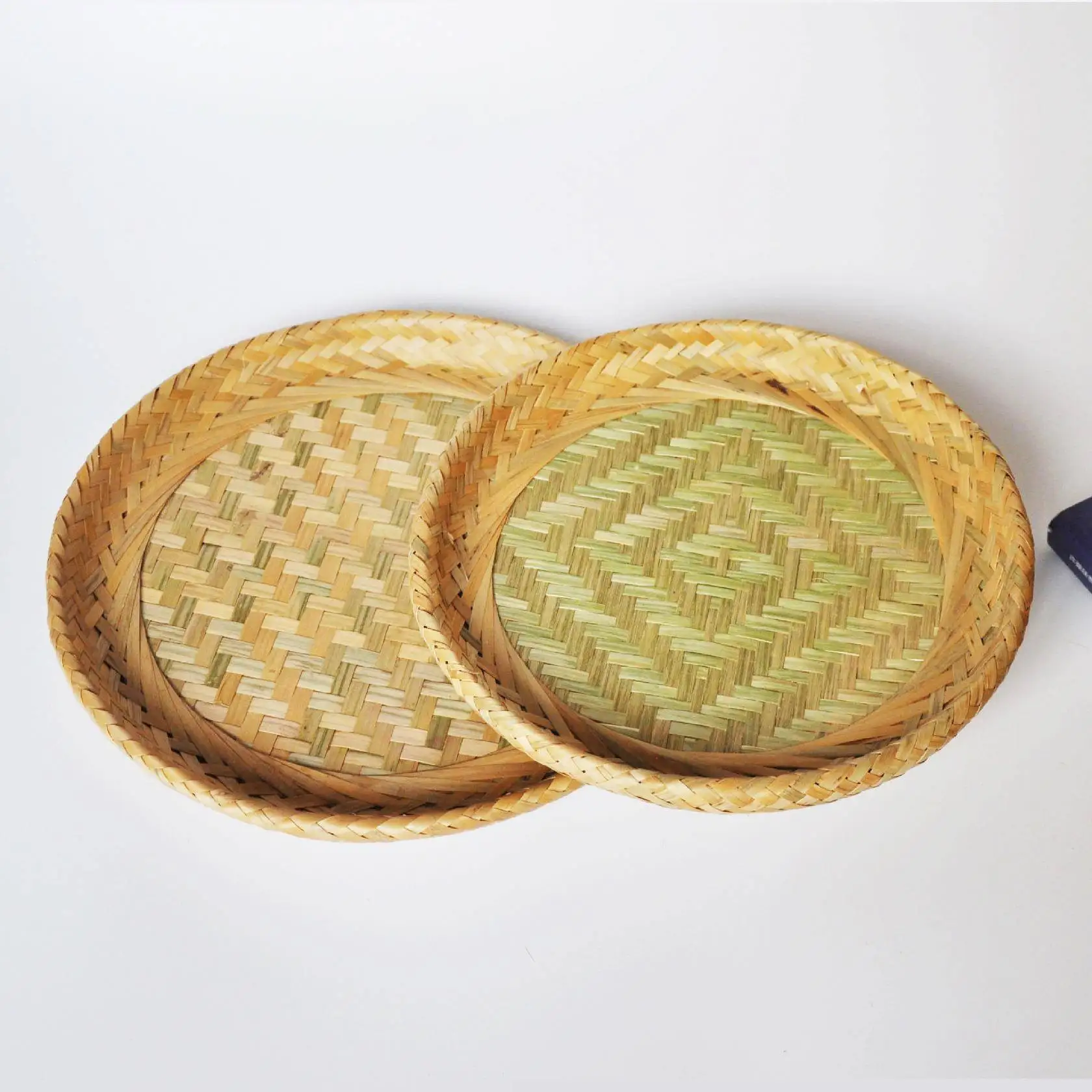 

round Bamboo Wicker Basket Tea Set Storage Basket Chinese Style Household Storage Tools Small round Bamboo Basket
