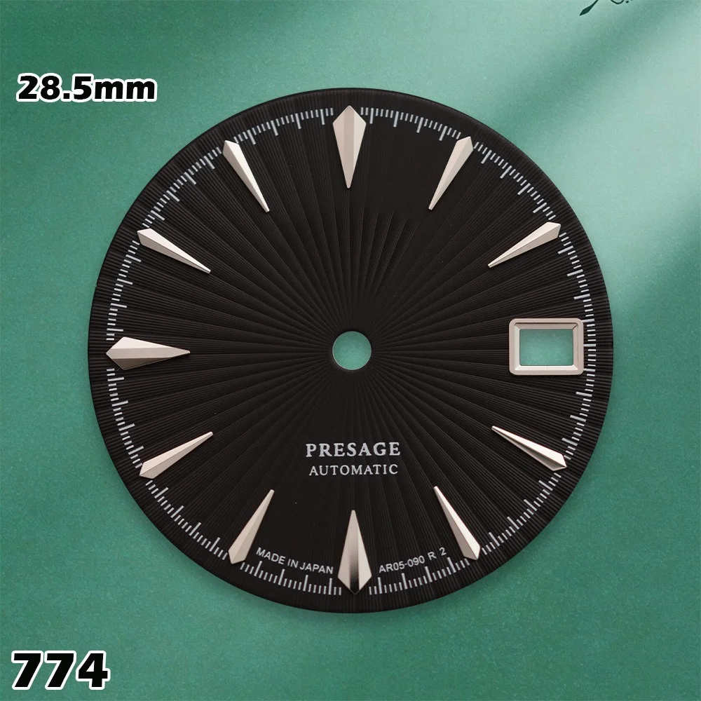 28.5mm NH35 Black Cocktail Dial Silver Clock No Hands Suitable for NH36 Movement Watch Modification Accessories