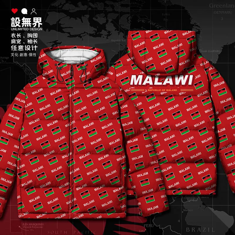 

Nyasaland Malawian MW MWI country flag White duck down Jackets printing mens stand collar Comfortable Design down coat Winter