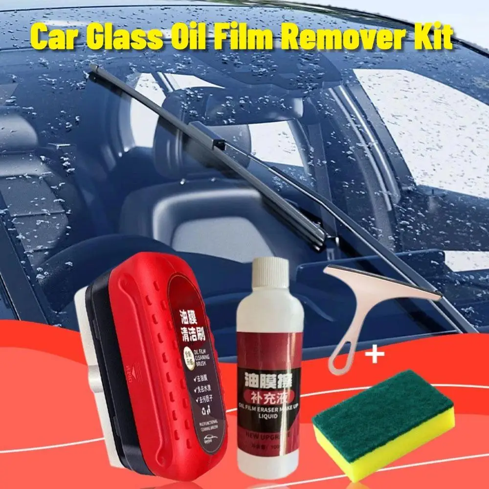 Car Glass Oil Film Remover Kit Auto Glass Oil Film Remover Powerful Front Inside Windshield Oil Film Stain Removal Glass