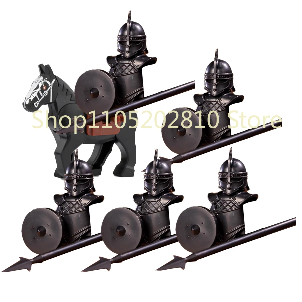 Medieval Military Movie Figure MOC Building Block Orc Weapons Shield Armor Gun Knife Sword Axe Mount Horse Deer Wolf Toy Gift I4