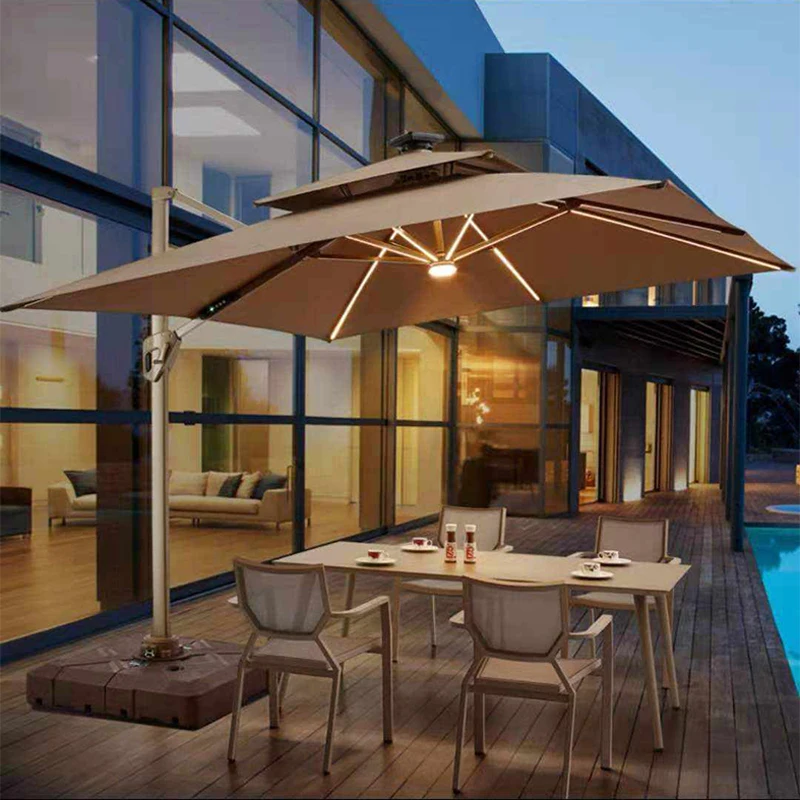 

！@Durable Outdoor Garden 360 Rotation Patio Umbrella Sunshade Rainproof Sunproof Parasol Umbrellas