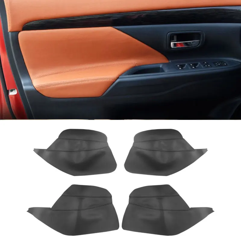 For Mitsubishi Outlander 2014 2015 2016 2017 2018 4PCS Car Interior Microfiber Leather Door Handle Panel Armrest Cover Trim