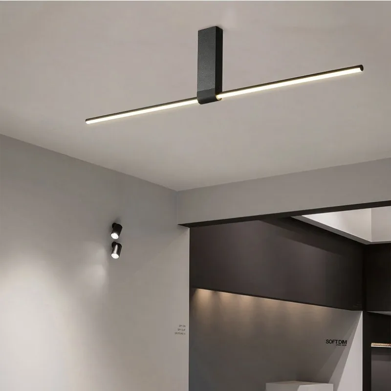 Long Strip Ceiling Lamps for Dining Room Decor Clothes Shop Lighting Line Ceiling Chandelier LED Light 90cm Gold Black White image 3