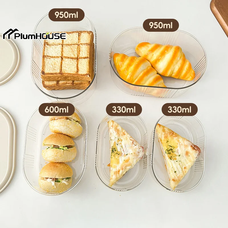 Bread Toast Storage Box Transparent Food Container Boxes With Lid Refrigerator Plastic Large Capacity Fresh Keeping Box