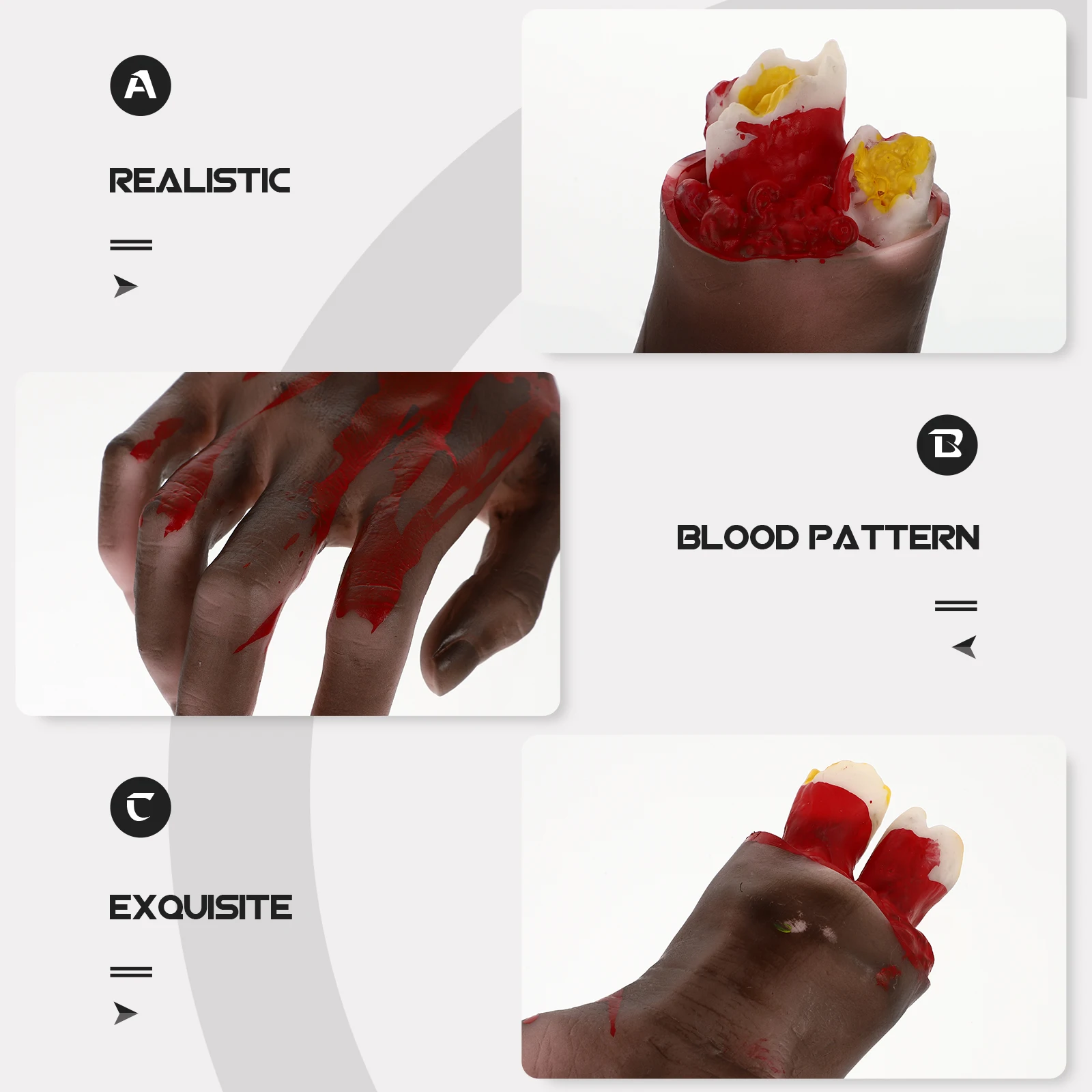 4-delige prothetische rekwisieten griezelige hand Halloween nepdecoraties speelgoedhanden vinyl bloedig