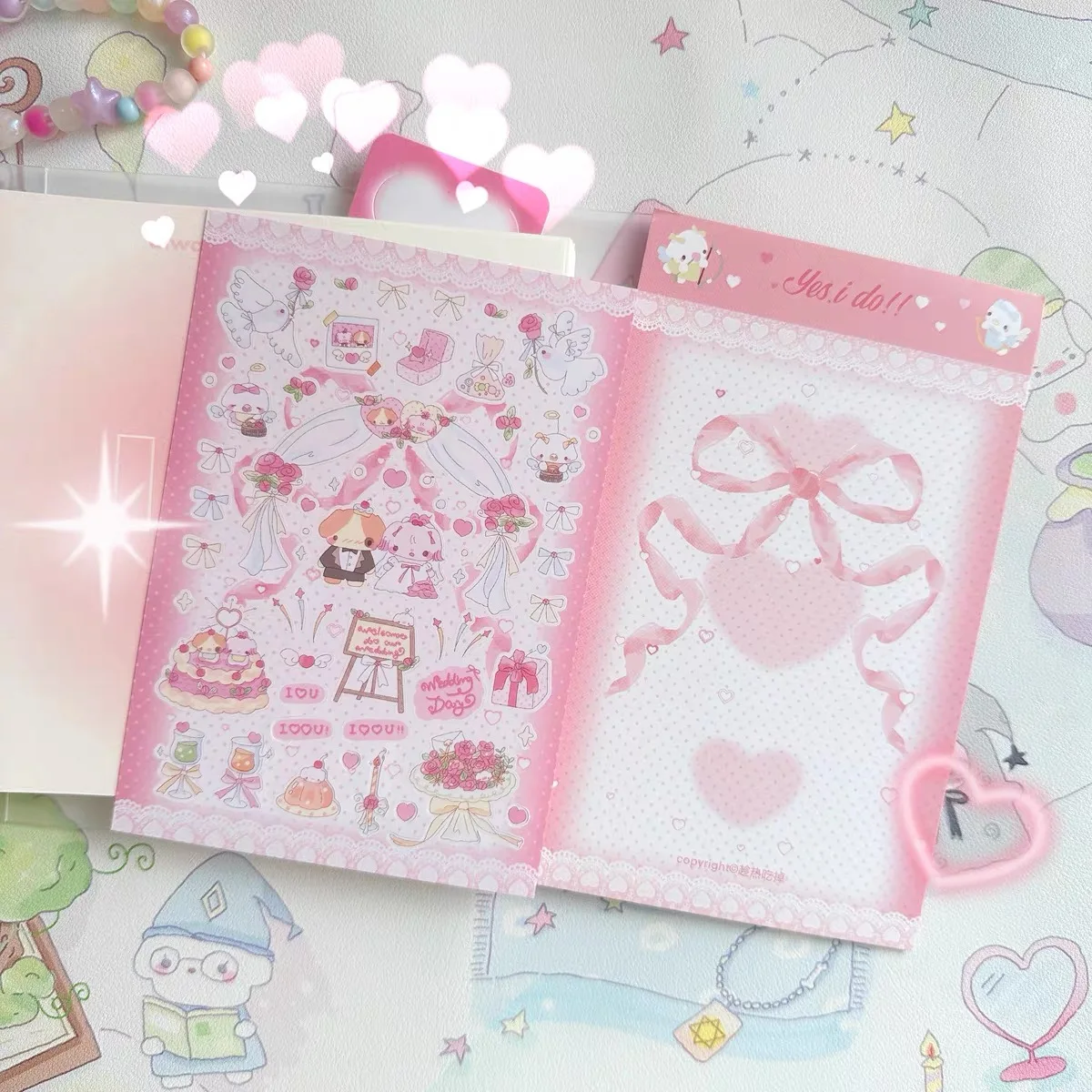 Flower of the wedding dream wedding pink sticker hand account decoration lovely cartoon stickers