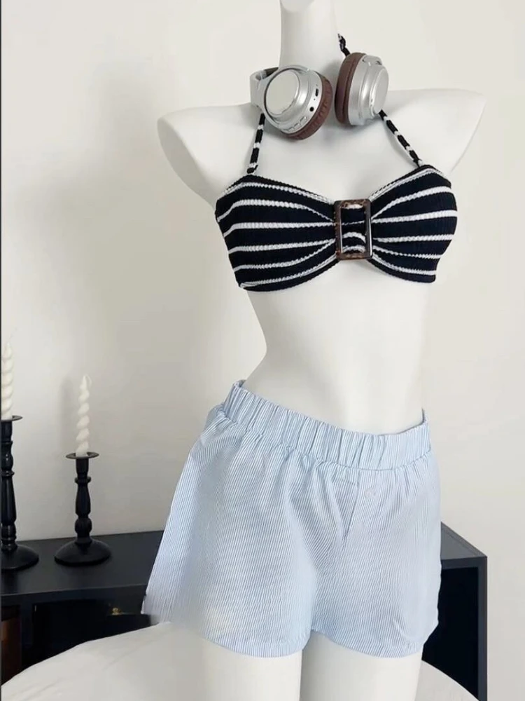 مثير عطلة مجموعة البكيني معلقة الرقبة حزام شريط صديرية دائرية ملابس السباحة ملابس الصيف الإناث عادية السباحة الشاطئ