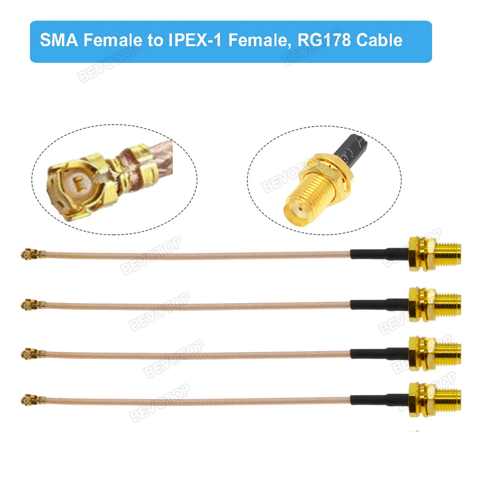 2pcs  Cable uFL///-1 Female to SMA Female/Male WIFI Antenna RF Cable RG178 Pigtail Extension BEVOTOP