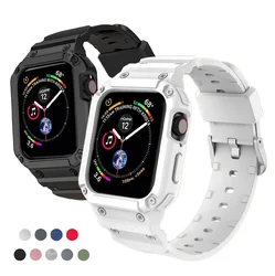 Capa para apple watch band 44mm 45mm 49mm 42mm 40/38 pulseira de relógio para iwatch 7 8 6 5 4 se tpu capa protetora pulseira de silicone