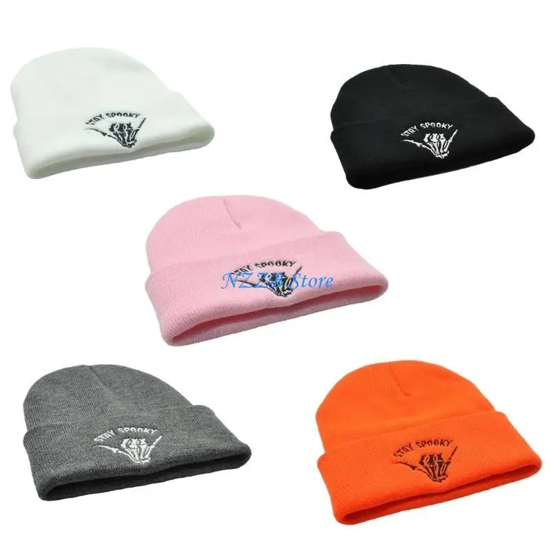 T21F – bonnet tricoté à main avec tête mort, casquette soleil d'extérieur, chapeau Kpop à mode pour adolescents,