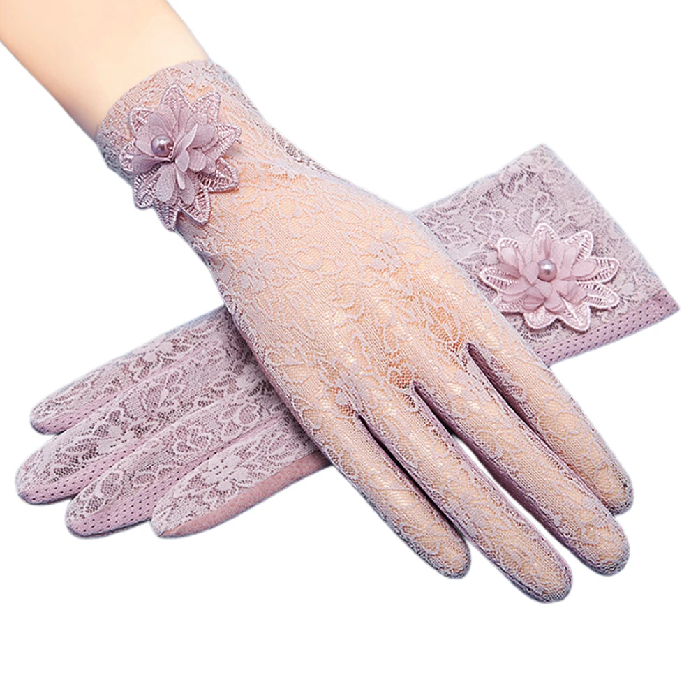 

Lace Mesh Floral Gloves High Quality Sunscreen Gloves UV Protection Hollow Lace Flower Elegant Breathable Jacquard Mittens