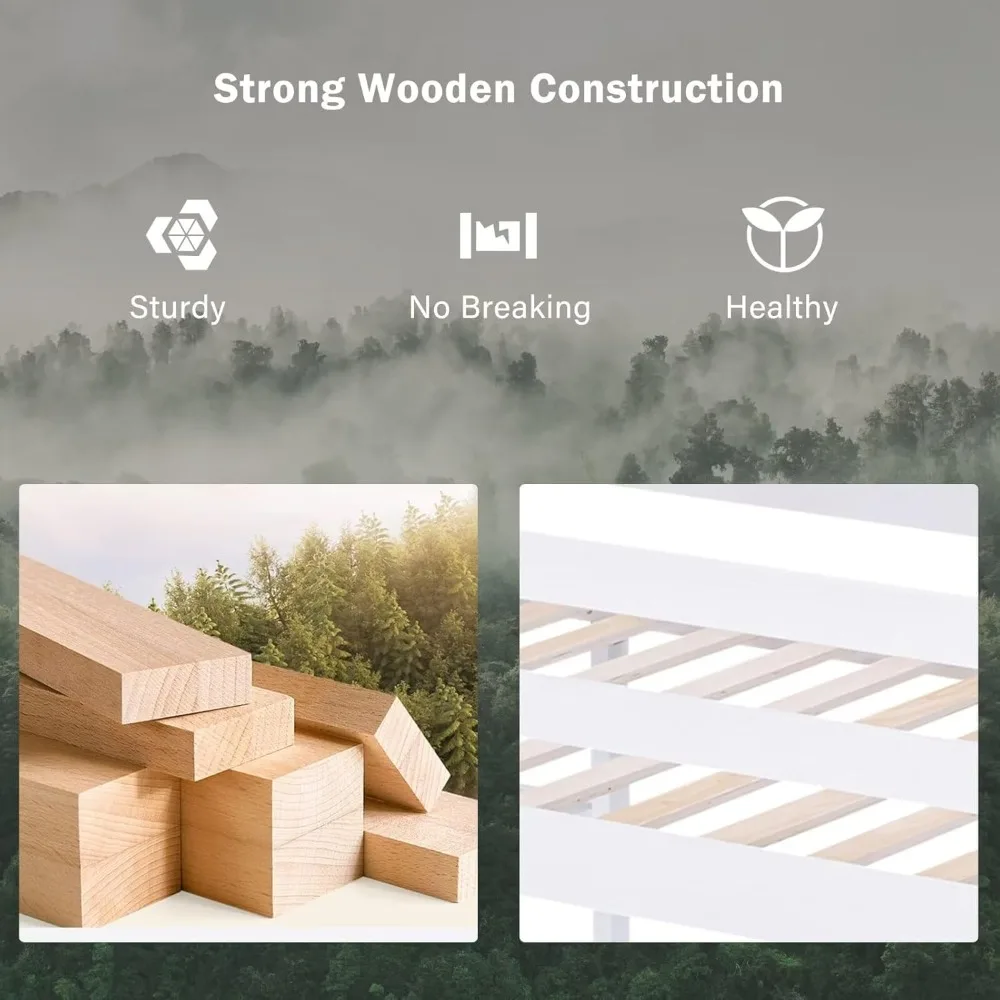 سرير علوي مزدوج مع سلالم ومكتب، سرير علوي من الخشب الصلب مع سلالم تخزين، إطار سرير مرتفع للدرج مع خطوة تخزين #6