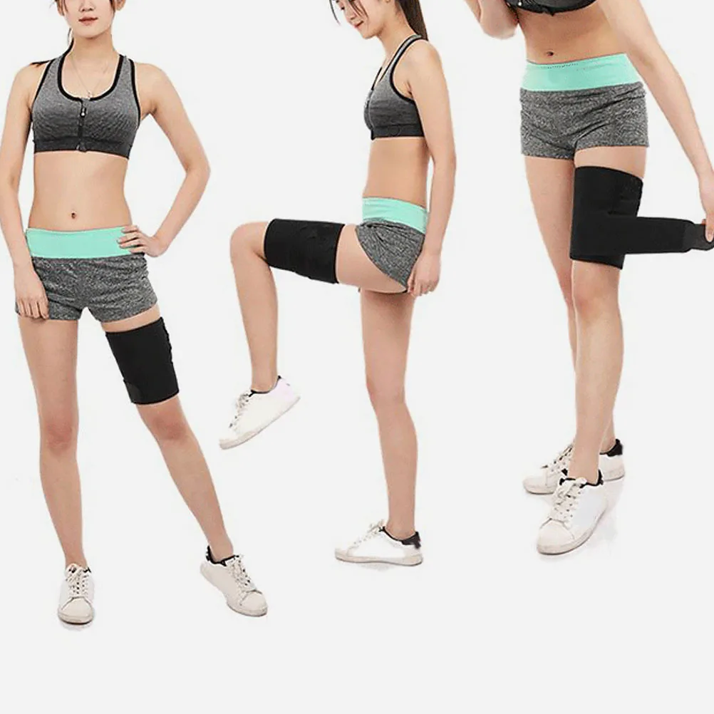 أكمام ضغط لدعامة الفخذ الرياضية للرجال والنساء والجري والتزلج والجولف وكرة القدم وركوب الدراجات بتصميم أسود قابل للتعديل #3