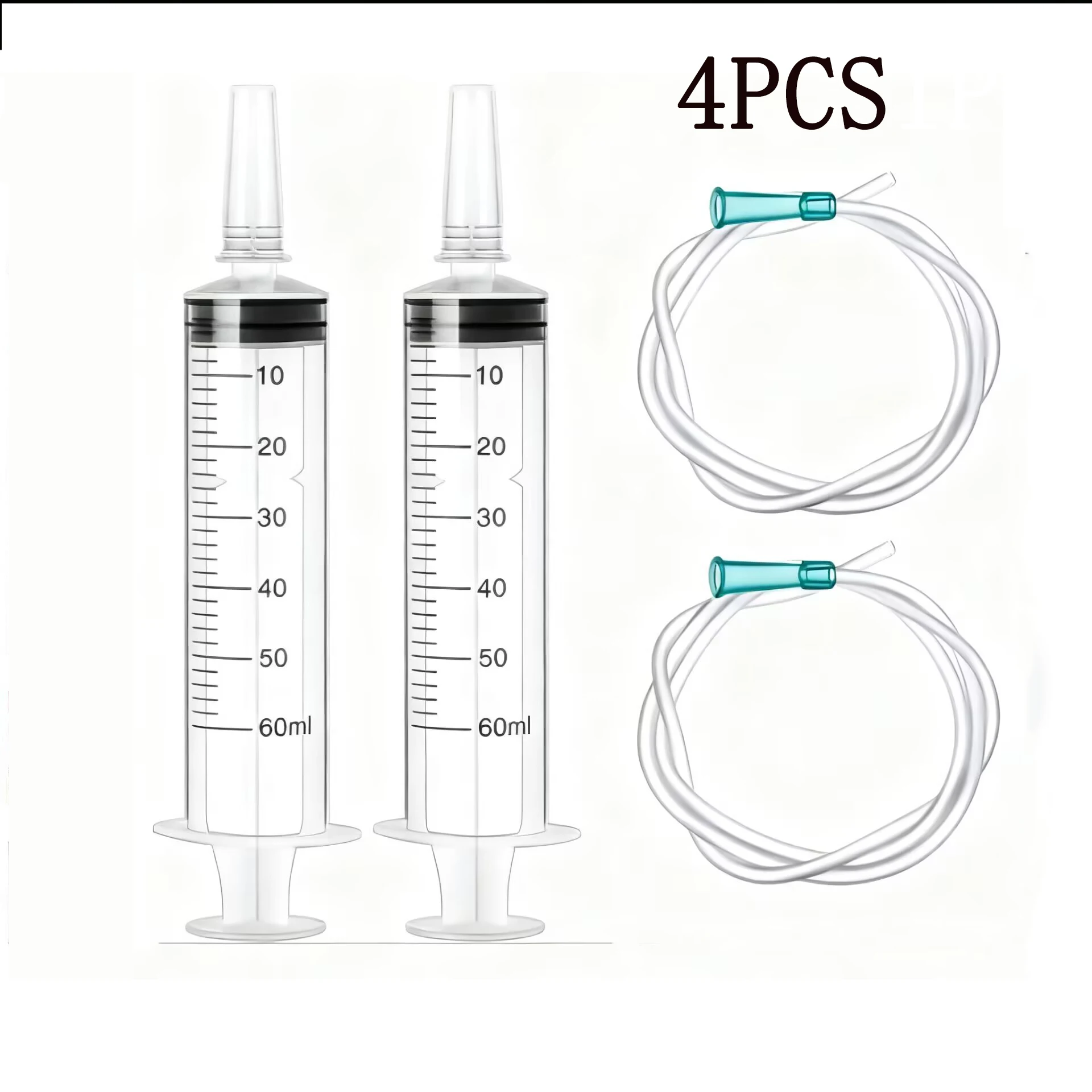 

60ml Plastic Syringe with Tube Measuring Barrel, Liquid Syringe with Cap for Liquid Oil Absorption, Pet Feeding Syringe