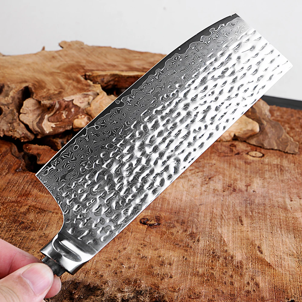 Hand Forged Hammered Damascus kitchen knife blanks Japanese Damascus Steel Blade Blank Nakiri Knife Making Material DIY knife